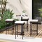 Patio Rattan Barstools Set of 4 with Footrest and Soft Cushions for Backyard Balcony